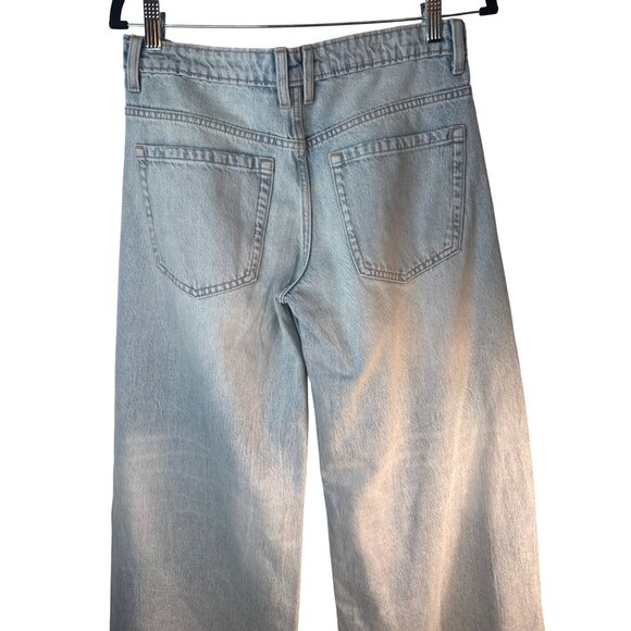 ZARA Womens Size 6 Light Wash Wide Leg Jeans Distressed Hem Denim Casual - Picture 12 of 14
